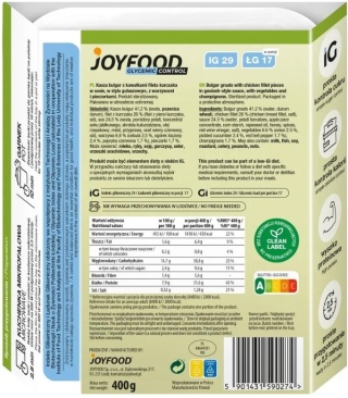 JOYFOOD Kurczak proteinowy w sosie gulaszowym z kaszą bulgur IG 29 400 g