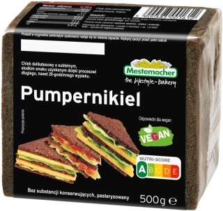 MESTEMACHER CHLEB ŻYTNI PEŁNOZIARNISTY PUMPERNIKIEL 500G