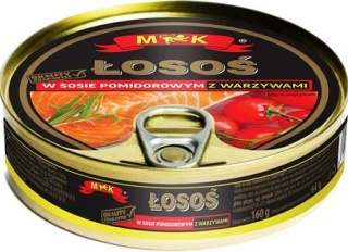 MK ŁOSOŚ W SOSIE POMIDOROWYM Z WARZYWAMI 160G