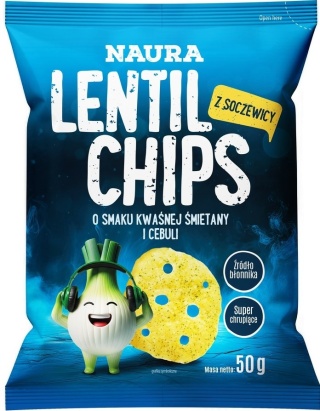 NAURA Chipsy z czerwonej soczewicy o smaku śmietany i cebuli 50g