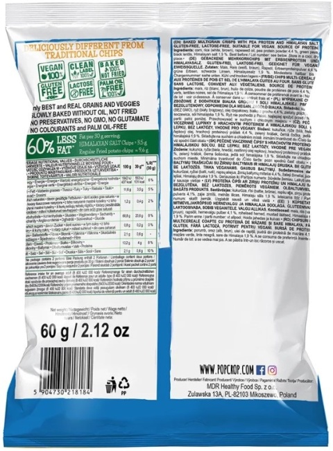 POPCROP Piramidki proteinowe bez glutenu o smaku soli himalajskiej 60 g