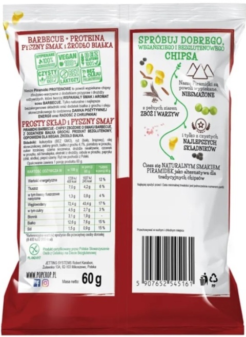 POPCROP Piramidki proteinowe Barbecue 60 g