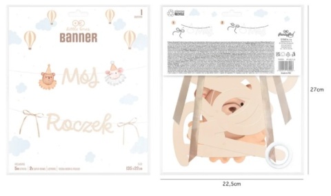 PartyPal Baner Mój Roczek Baby 1szt. 135x22cm