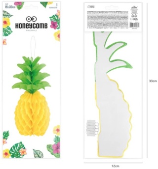 PartyPal Dekoracja wisząca honeycomb Ananas 1 szt.