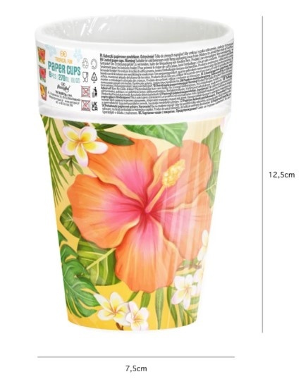 PartyPal Kubek tropikalne kwiaty Aloha 270ml 6szt.