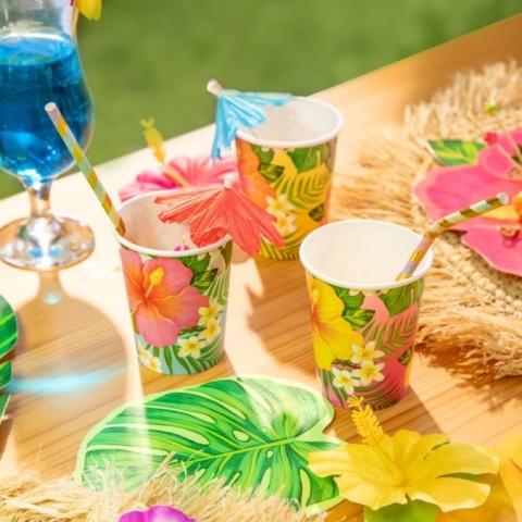 PartyPal Kubek tropikalne kwiaty Aloha 270ml 6szt.