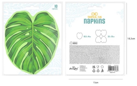 PartyPal Serwetki liść tropikalny monstera Aloha 10szt.