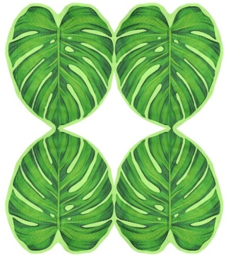 PartyPal Serwetki liść tropikalny monstera Aloha 10szt.