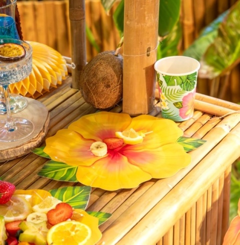 PartyPal Talerzyk papierowy tropikalne kwiaty Aloha 6szt.
