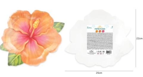 PartyPal Talerzyk papierowy tropikalne kwiaty Aloha 6szt.