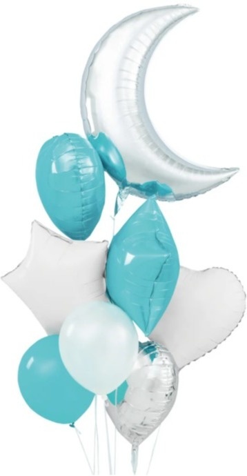 PartyPal Zestaw balonów Księżyc mix kolorów turkus 8 szt.