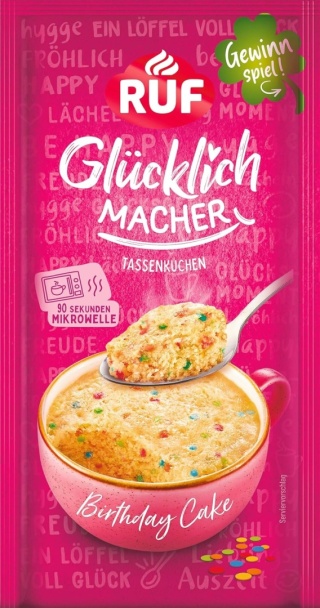RUF Glucklich Macher Ciasto urodzinowe z kolorową posypką w kubku 59g