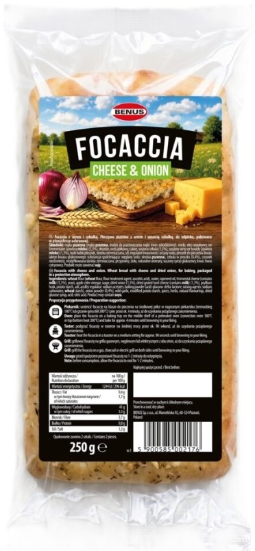 BENUS Focaccia z serem i cebulką 2szt 250 g