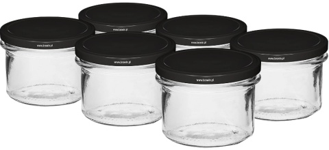 BROWIN Słoik prosty 235 ml (fi82) z zakrętką czarną 6szt