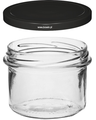 BROWIN Słoik prosty 235 ml (fi82) z zakrętką czarną 6szt