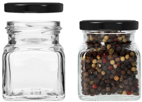 BROWIN Słoik twist off 120ml Cztery kąty fi53 z czarną zakrętką 6szt