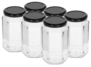 BROWIN Słoik twist off 385ml z czarną zakrętką fi63 6szt