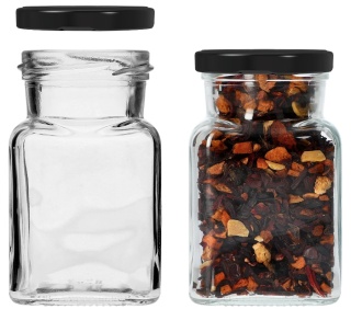 BROWIN Słoik twist off 150ml Cztery kąty fi53 z czarną zakrętką 6szt