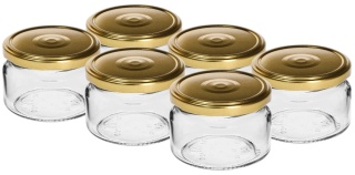 BROWIN Słoik niski 200ml z złotą zakrętką fi 82/6 6szt