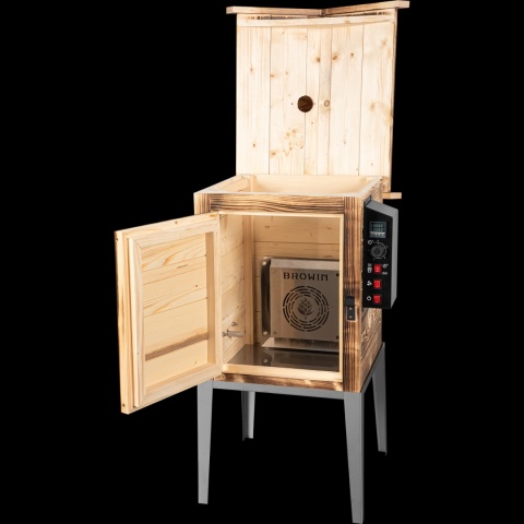 BROWIN Wędzarnia 115 L dragON Wood 60E - drewniana opalana, z elektrycznym modułem grzejnym i sterownikiem