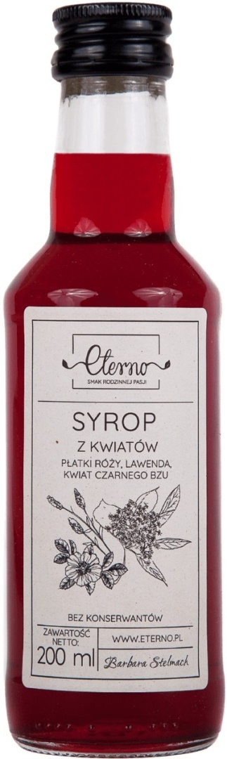 ETERNO Syrop z kwiatów Płatki róży lawenda kwiat czarnego bzu 200ml