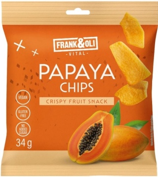 FRANK&OLI Naturalne chipsy Papaja 34g