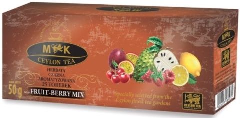 MK CEYLON TEA HERBATA CZARNA O SM WIELOOWOCOWYM W TOREBKACH 50G