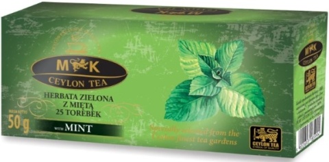 MK CEYLON TEA HERBATA ZIELONA Z MIĘTĄ W TOREBKACH 50G