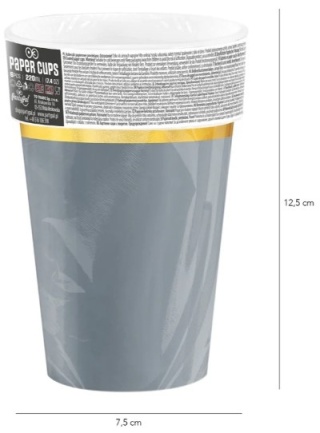 PartyPal Kubek szary Classic Gold 220ml 6szt