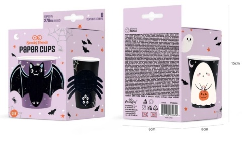PartyPal Kubek Halloween Spooky Friends 270ml 6szt DIY