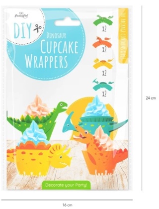 PartyPal Papilotki do muffinek Dinozaury DIY 8szt.