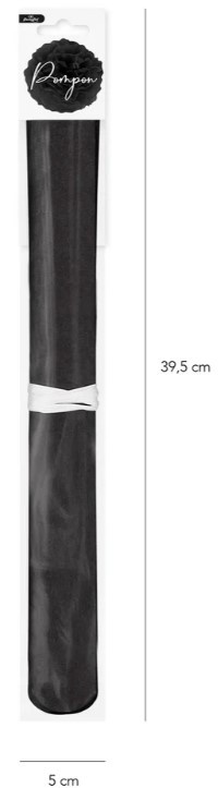 PartyPal Pompon bibułowy czarny 35 cm