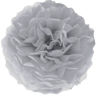 PartyPal Pompon bibułowy szary srebrny 35 cm