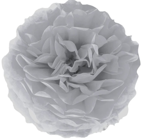 PartyPal Pompon bibułowy szary srebrny 35 cm