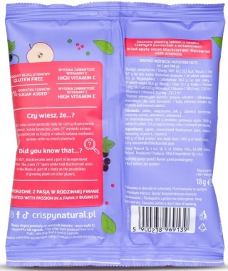 CRISPY NATURAL Suszone jabłka z sokiem porzeczkowym 18g
