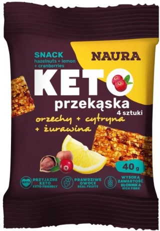 Naura Keto przekąska Orzech laskowy cytryna żurawina 40 g