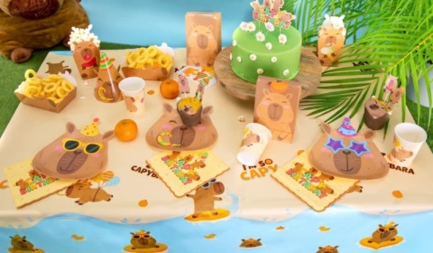 PartyPal Pudełko na chipsy Kapibara 16x11x8cm 3 szt