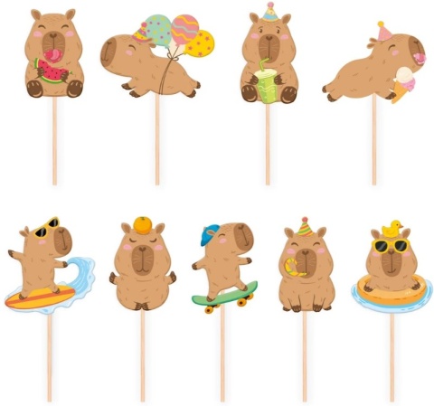 PartyPal Toppery Capybara Kapibara 9 szt zestaw
